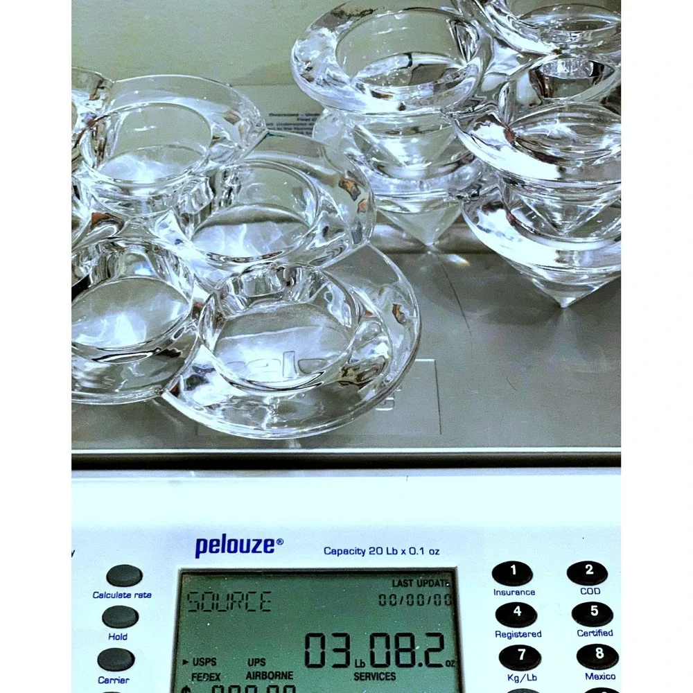 Swedish Design 3pc Console Set Crystal Glass Icicle 3, 6 cup Candle Holders READ